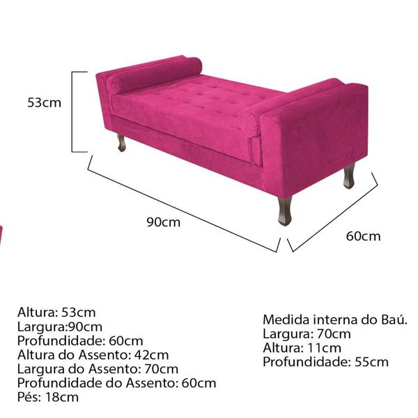 Imagem de Recamier Baú Félix Solteiro 90 cm Suede - Amarena Móveis