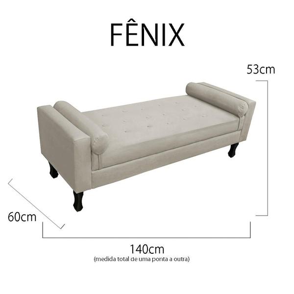 Imagem de Recamier Baú Fênix Para Cama Casal 140cm Suede Bege - INCASA DECOR