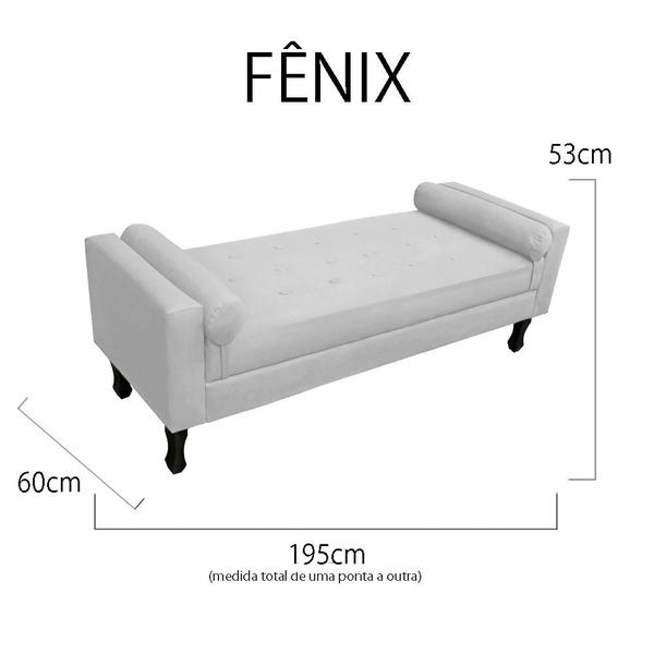 Imagem de Recamier Baú Fênix Para Cama King 195cm Suede Branco - INCASA DECOR