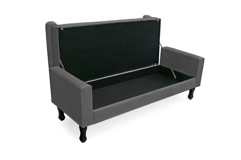 Imagem de Recamier Baú Fênix Para Cama King 195cm Suede Cinza - INCASA DECOR