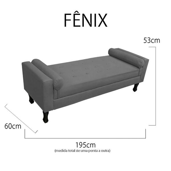 Imagem de Recamier Baú Fênix Para Cama King 195cm Suede Cinza - INCASA DECOR