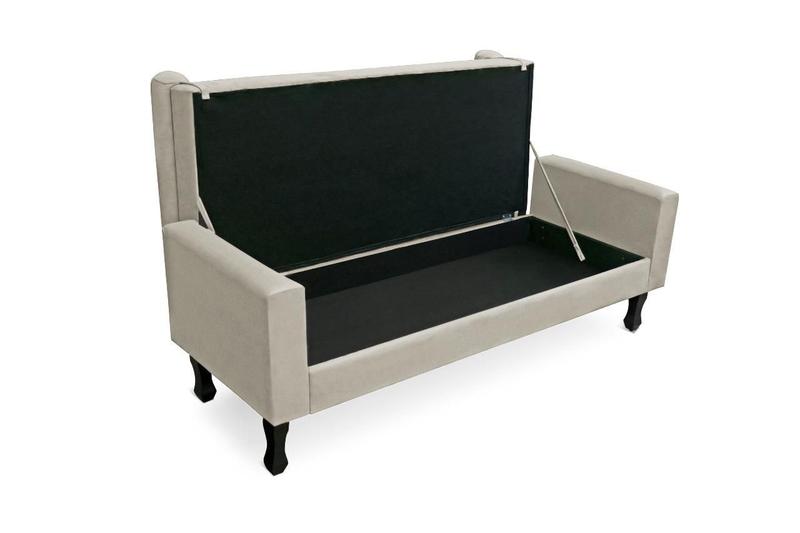 Imagem de Recamier Baú Fênix Para Cama Queen 160cm Suede Bege - INCASA DECOR