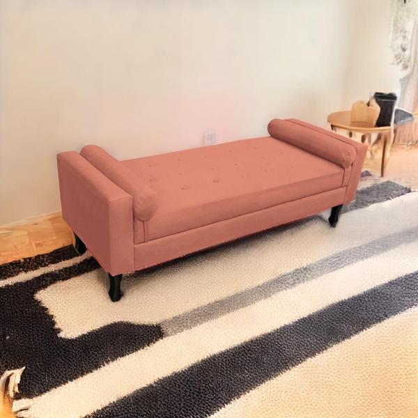 Imagem de Recamier Baú Fênix Para Cama Queen 160cm Suede Coral - INCASA DECOR