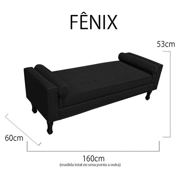 Imagem de Recamier Baú Fênix Para Cama Queen 160cm Suede Preto - INCASA DECOR