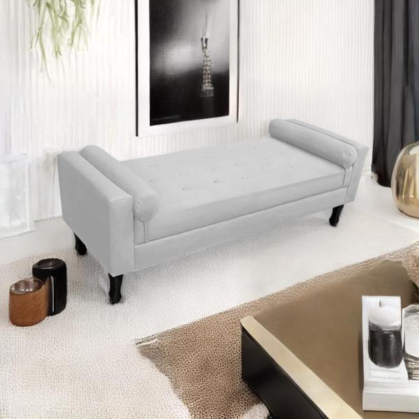 Imagem de Recamier Baú Fênix Para Cama Solteiro 90cm Suede Branco - INCASA DECOR