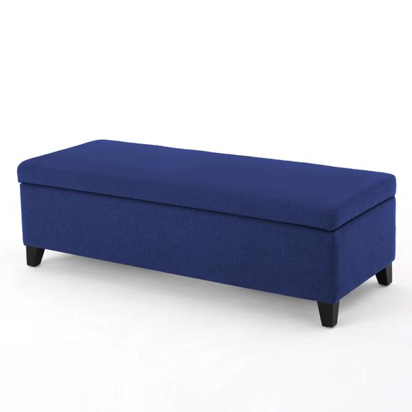 Imagem de Recamier Bau Julia 1,20m Suede Azul Marinho  - Inova Decor