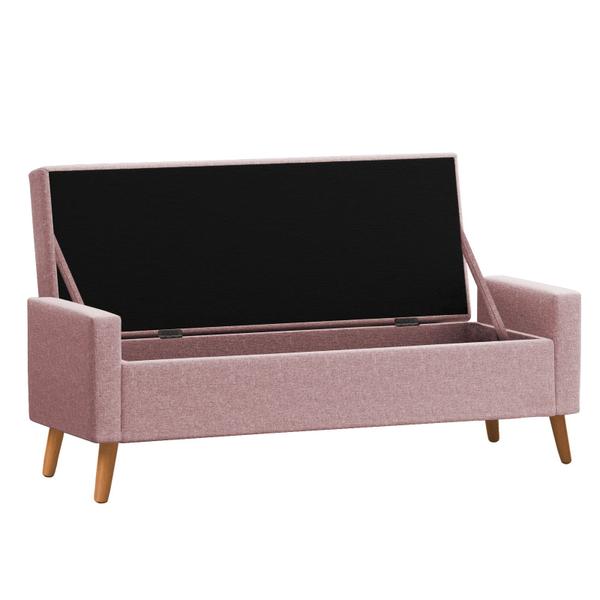 Imagem de Recamier Bau Londres 1,60m Suede Rosa Bebe - Clique Decor