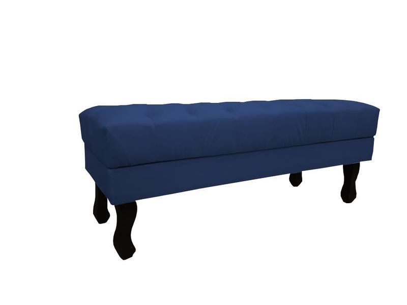 Imagem de Recamier Baú Luis Xv Capitonê Retrô 100 cm Suede Azul Marinho Ms Decor