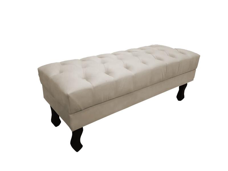 Imagem de Recamier Baú Luis Xv Capitonê Retrô 100 cm Suede Bege Mz Decor