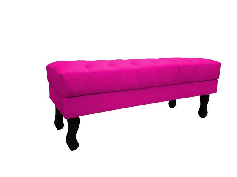 Imagem de Recamier Baú Luis Xv Capitonê Retrô 120 cm Couro Rosa Pink Mz Decor