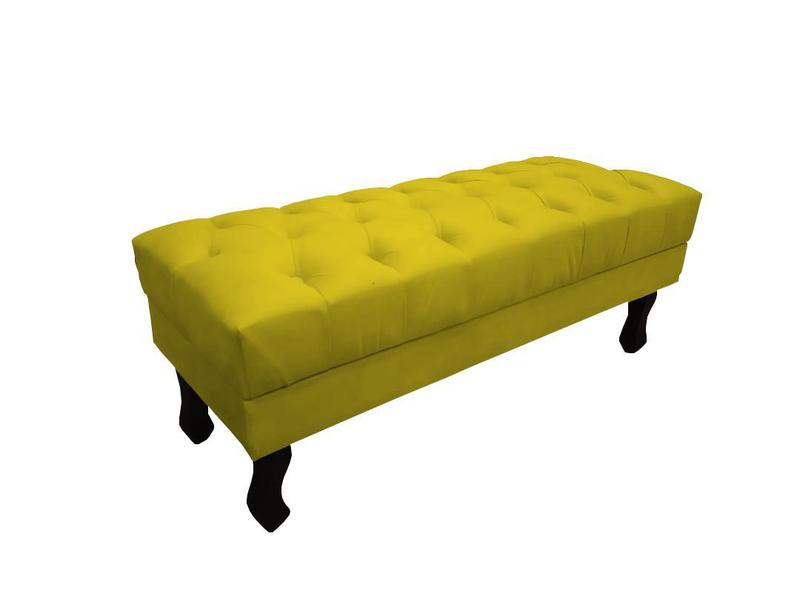 Imagem de Recamier Baú Luis Xv Capitonê Retrô 120 cm Suede Amarelo Mz Decor