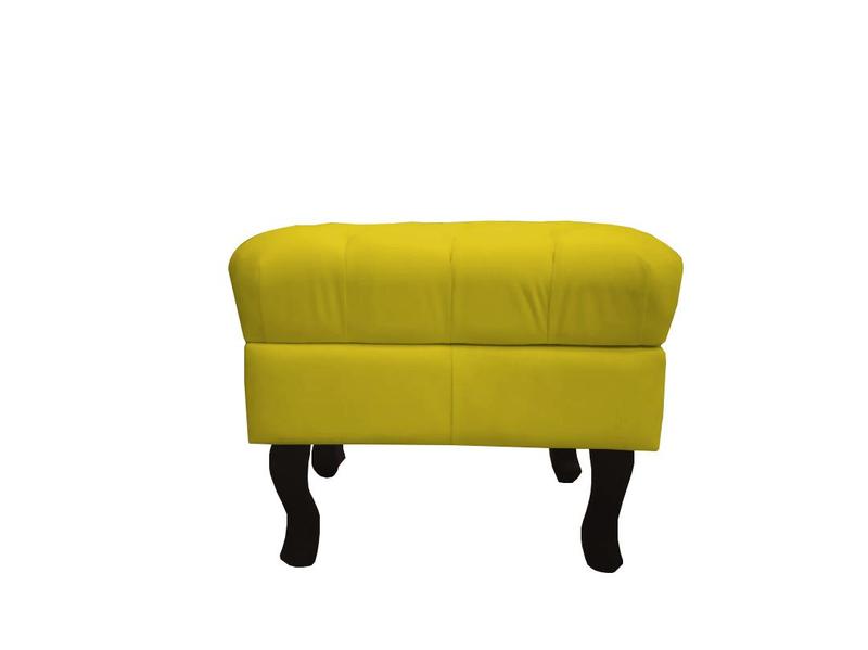 Imagem de Recamier Baú Luis Xv Capitonê Retrô 120 cm Suede Amarelo Mz Decor