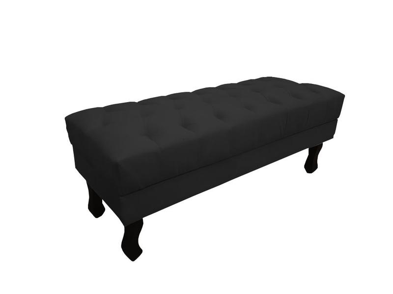 Imagem de Recamier Baú Luis Xv Capitonê Retrô 120 cm Suede Preto Mz Decor