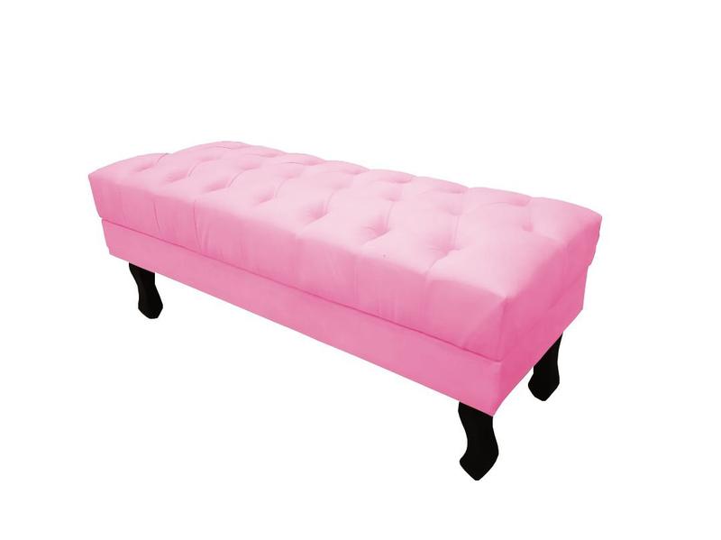 Imagem de Recamier Baú Luis Xv Capitonê Retrô 120 cm Suede Rosa Bebê Ms Decor