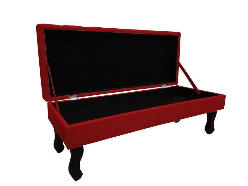 Imagem de Recamier Baú Luis Xv Capitonê Retrô 120 cm Suede Vermelho Mz Decor