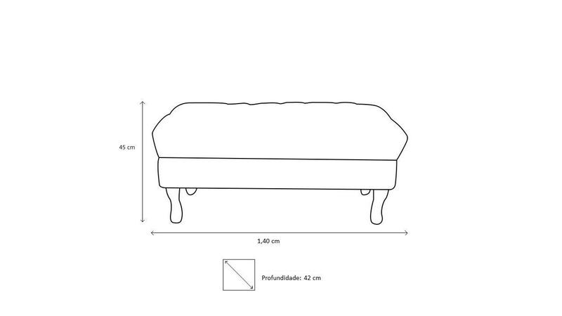 Imagem de Recamier Baú Luis Xv Capitonê Retrô 140cm Suede Bege Pés Madeira Ms Decor