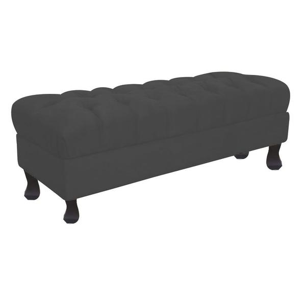 Imagem de Recamier Baú Luis Xv Capitonê Retrô 140cm Suede Cinza Pés Madeira Ms Decor