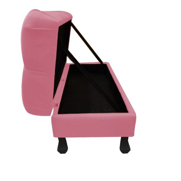 Imagem de Recamier Baú Luis Xv Capitonê Retrô 160cm Suede Rosa Bebê Pés Madeira Mz Decor