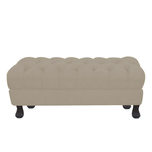 Imagem de Recamier Baú Luis Xv Capitonê Retrô 180cm Suede Bege Pés Madeira Mz Decor