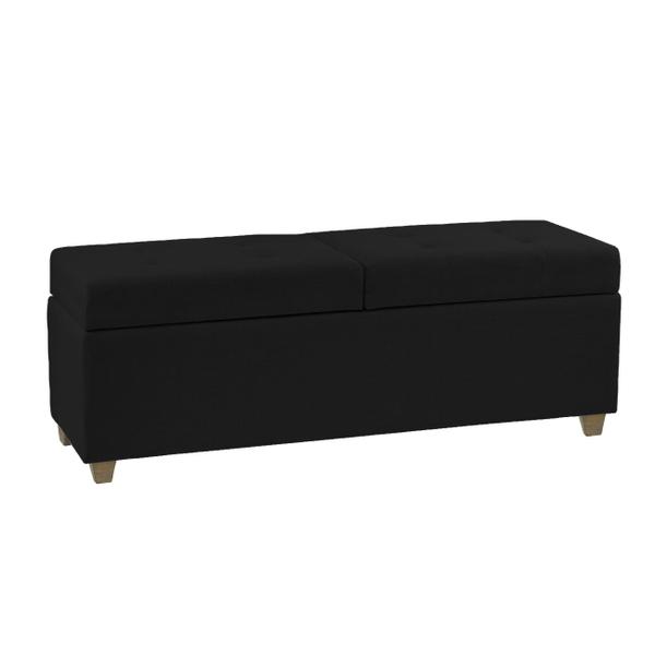 Imagem de Recamier Bau Madri 1,20m Suede Preto - Inova Decor