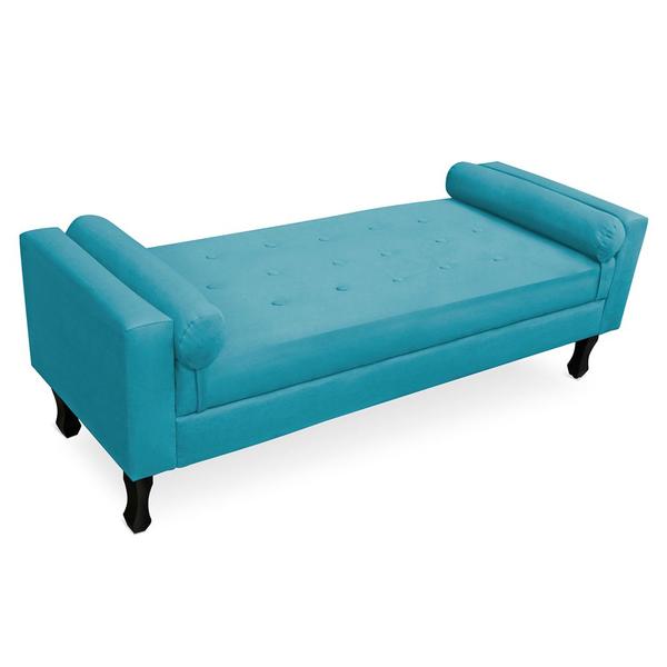 Imagem de Recamier Baú Namoradeira 100cm Felix Suede Azul Turquesa - Montanaris Decor