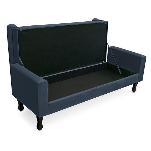 Imagem de Recamier Baú Namoradeira 160cm Felix Suede Azul Marinho - Montanaris Decor