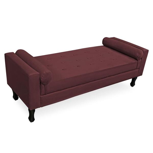 Imagem de Recamier Baú Namoradeira 90cm Felix Suede Bordô - Montanaris Decor