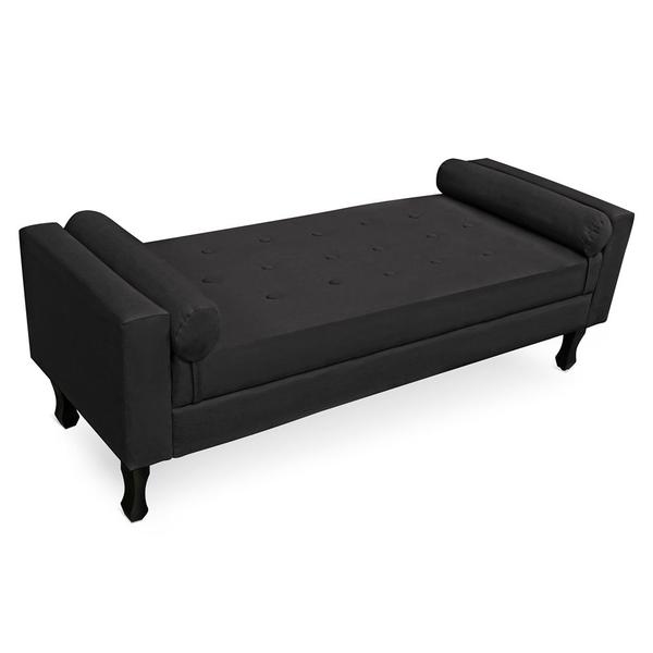 Imagem de Recamier Baú Namoradeira 90cm Felix Suede Preto - Montanaris Decor