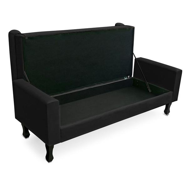 Imagem de Recamier Baú Namoradeira 90cm Felix Suede Preto - Montanaris Decor