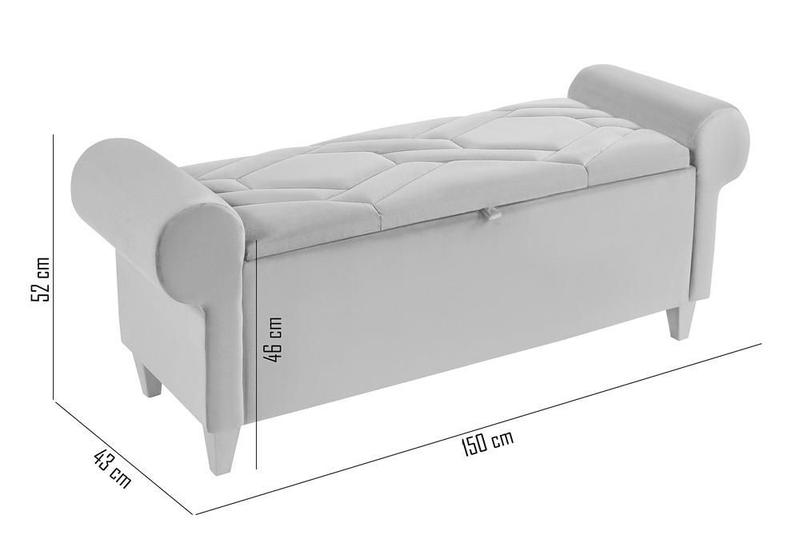 Imagem de Recamier Baú P/ Cama Queen 1,50m C/ Capitone Preto