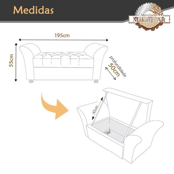 Imagem de Recamier Baú Para Cama King PHOENIX 195cm Estofada Tecido - Making Art