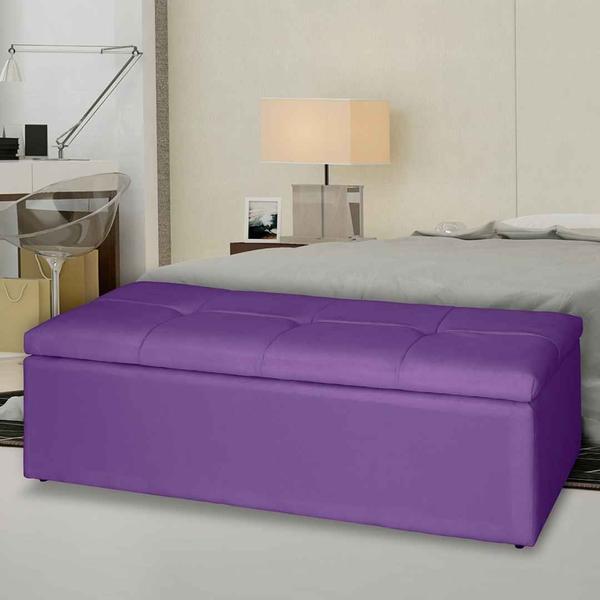 Imagem de Recamier Baú para o Quarto Carol 140 cm Casal Suede Roxo - Móveis Mafer