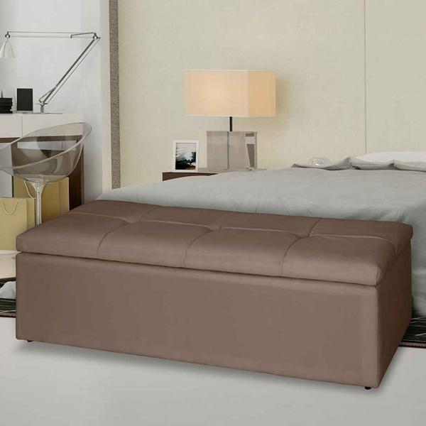 Imagem de Recamier Baú para o Quarto Carol 90 cm Solteiro Suede Cappuccino - Móveis Mafer