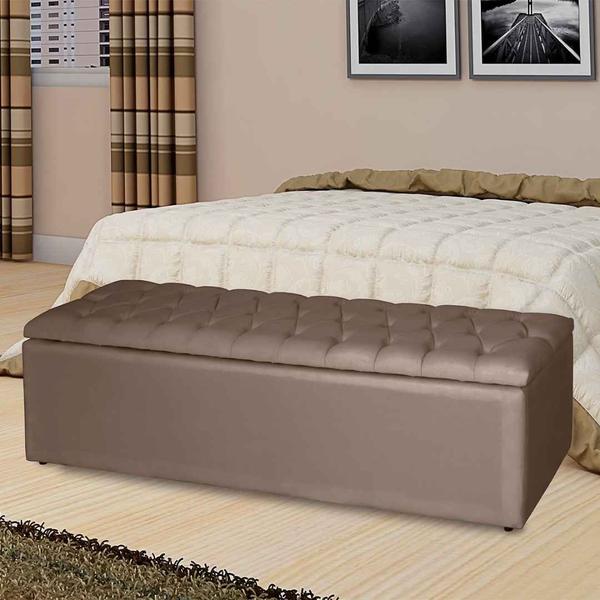 Imagem de Recamier Baú para o Quarto Lívia 140 cm Casal Suede Cappuccino - Móveis Mafer