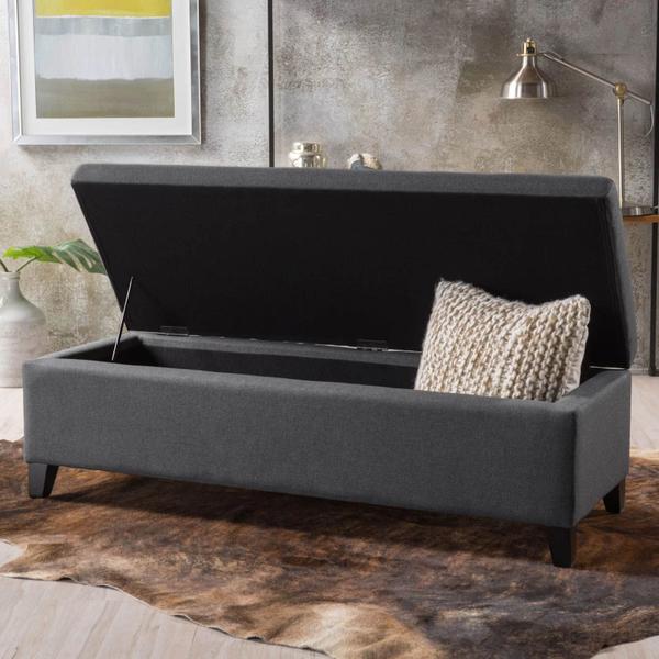 Imagem de Recamier Bau Veneza 1,20m Suede Grafite  - Clique Decor