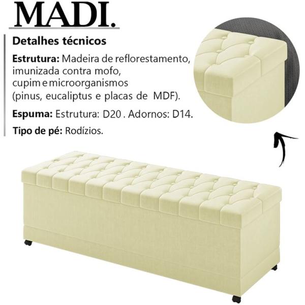 Imagem de Recamier Calçadeira Bau 140 cm Rodizios Madi Corano TCS 350 Peer