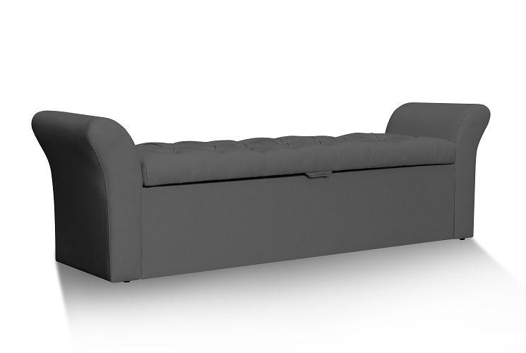 Imagem de Recamier Calçadeira Baú Egeo Cama Queen 158x51 cm Suede Grafite- MeuLar Decorações