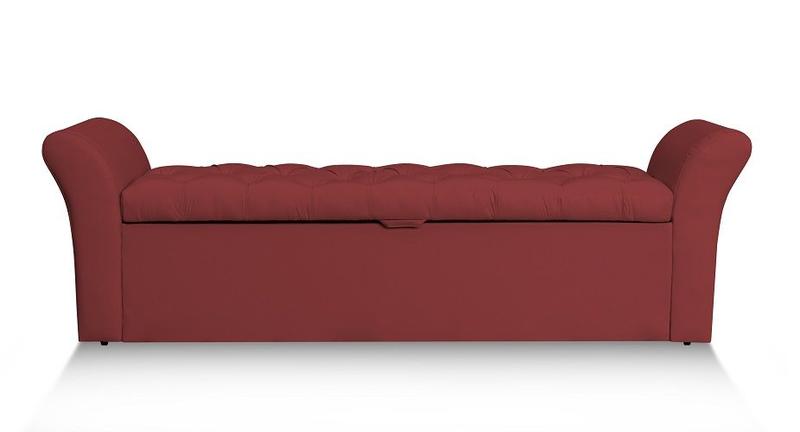 Imagem de Recamier Calçadeira Baú Egeo Cama Queen 158x51 cm Suede Vermelho - MeuLar Decorações