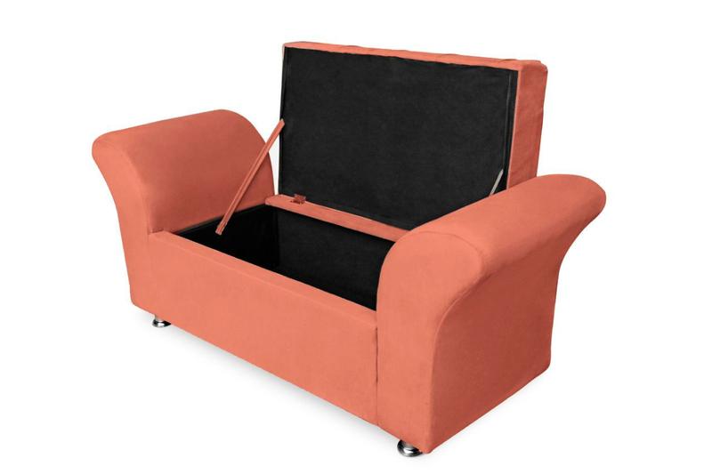 Imagem de Recamier Calçadeira Baú Veneza Casal 140 cm Suede Coral DL Decor