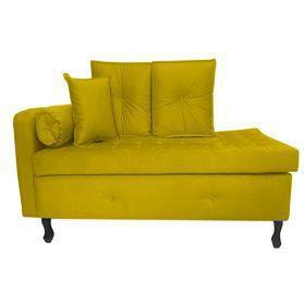 Imagem de Recamier Calçadeira Cancun 1,38 cm Suede Amarelo - MeuLar Decorações