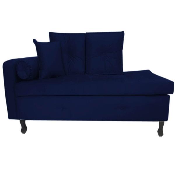 Imagem de Recamier Calçadeira Cancun 1,38 cm Suede Azul Marinho - Casa & Estofados