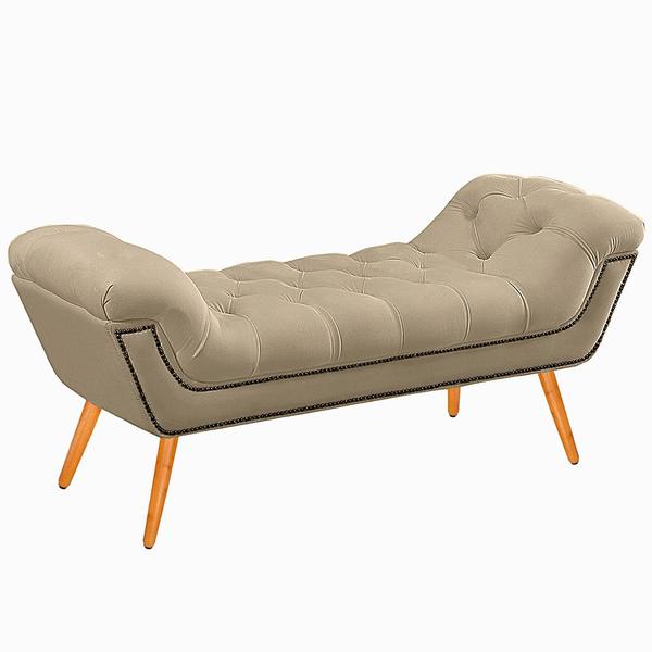 Imagem de Recamier Calçadeira Casal King 195cm Ayla Veludo Bege  - Montanaris Decor