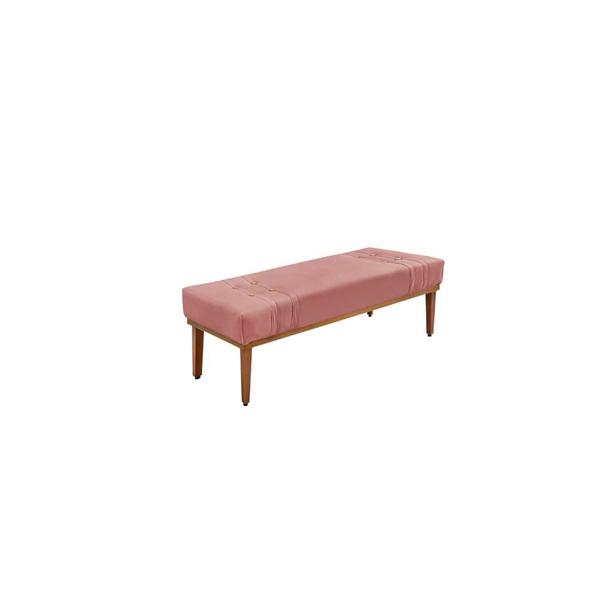 Imagem de Recamier Calçadeira Decorativo Gênova 0,90 cm Veludo Rosa - Montanaris Decor