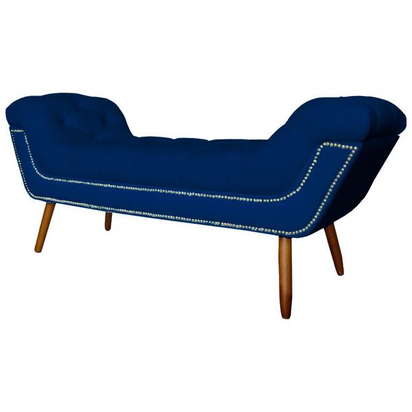 Imagem de Recamier Calçadeira Estofado Sienna Casal 140 Cm Suede Azul Marinho - LM DECOR