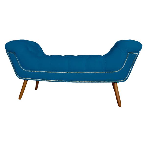 Imagem de Recamier Calçadeira Estofado Sienna Casal 140 Cm Suede Azul Royal - DL DECOR