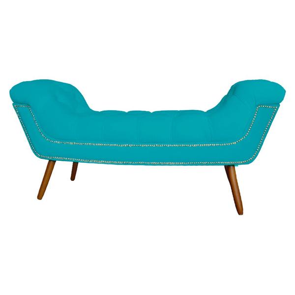 Imagem de Recamier Calçadeira Estofado Sienna King 195 Cm Suede Azul Turquesa - DL DECOR