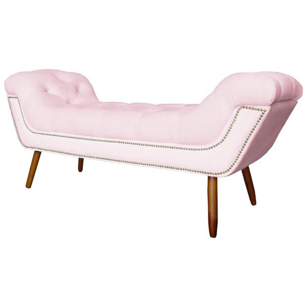 Imagem de Recamier Calçadeira Estofado Sienna King 195 Cm Suede Rosa Bebe - LM DECOR