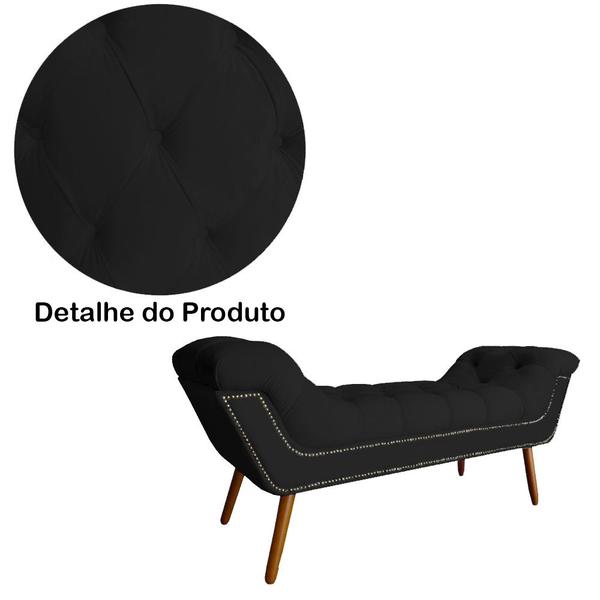 Imagem de Recamier Calçadeira Estofado Sienna Solteiro 90 Cm Corano Preto - LM DECOR