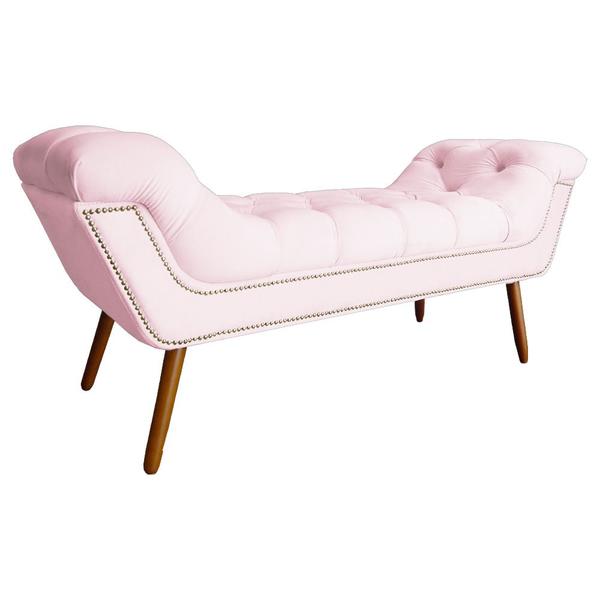 Imagem de Recamier Calçadeira Estofado Sienna Solteiro 90 Cm Corano Rosa Bebe - LM DECOR