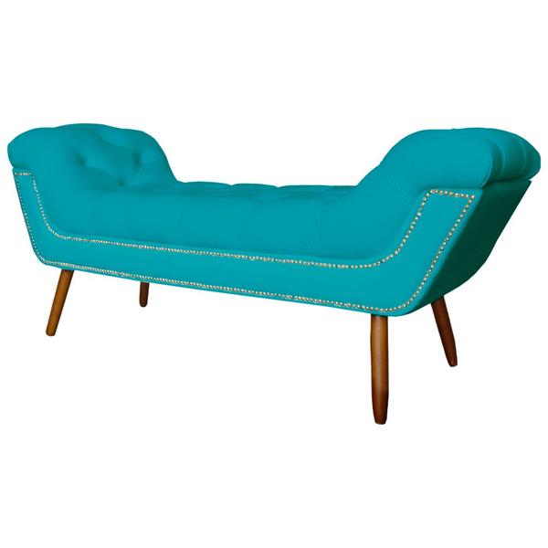 Imagem de Recamier Calçadeira Estofado Sienna Solteiro 90 Cm Suede Azul Turquesa - DL DECOR